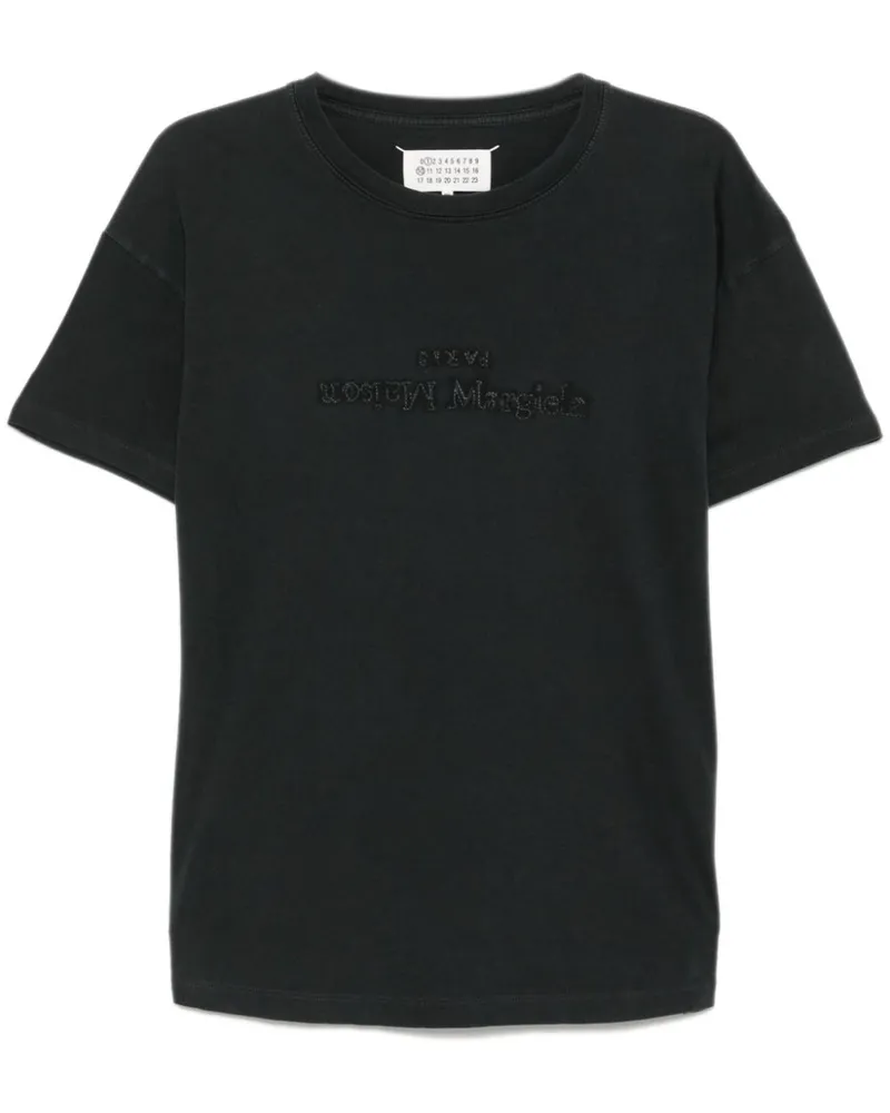 Maison Margiela T-Shirt mit umgedrehtem Logo - Schwarz Schwarz