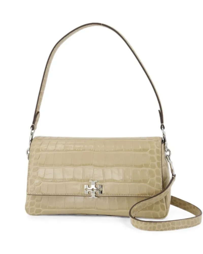 Tory Burch small Charlie croc-effect shoulder bag - Nude Nude