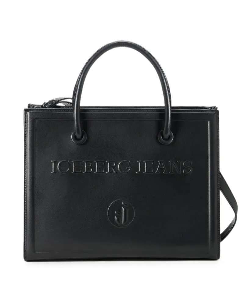 Iceberg logo-embossed tote bag - Schwarz Schwarz