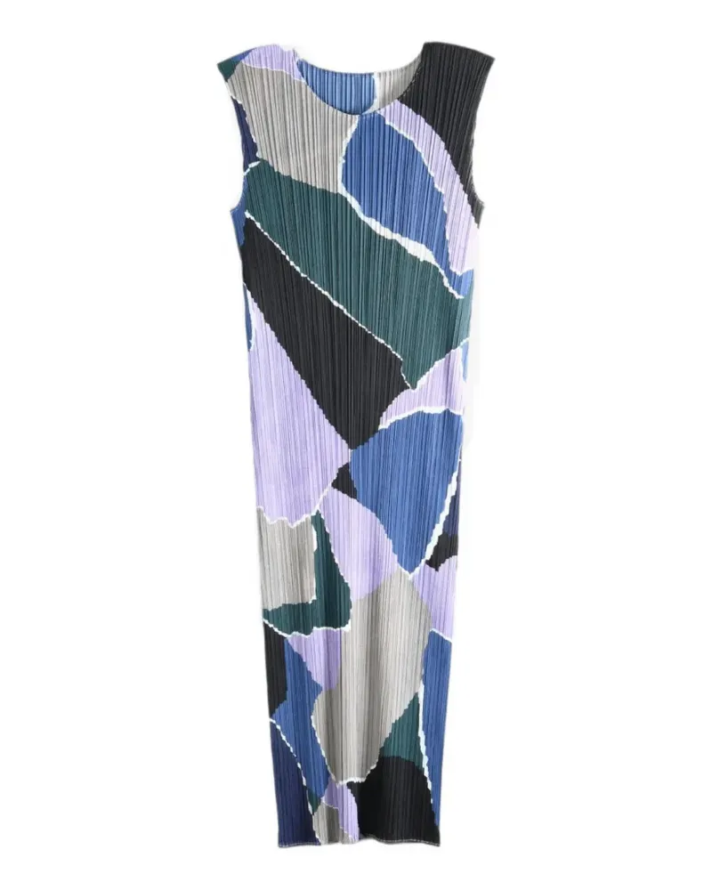 Issey Miyake Surprise! Plissiertes Midikleid mit abstraktem Print - Violett Violett
