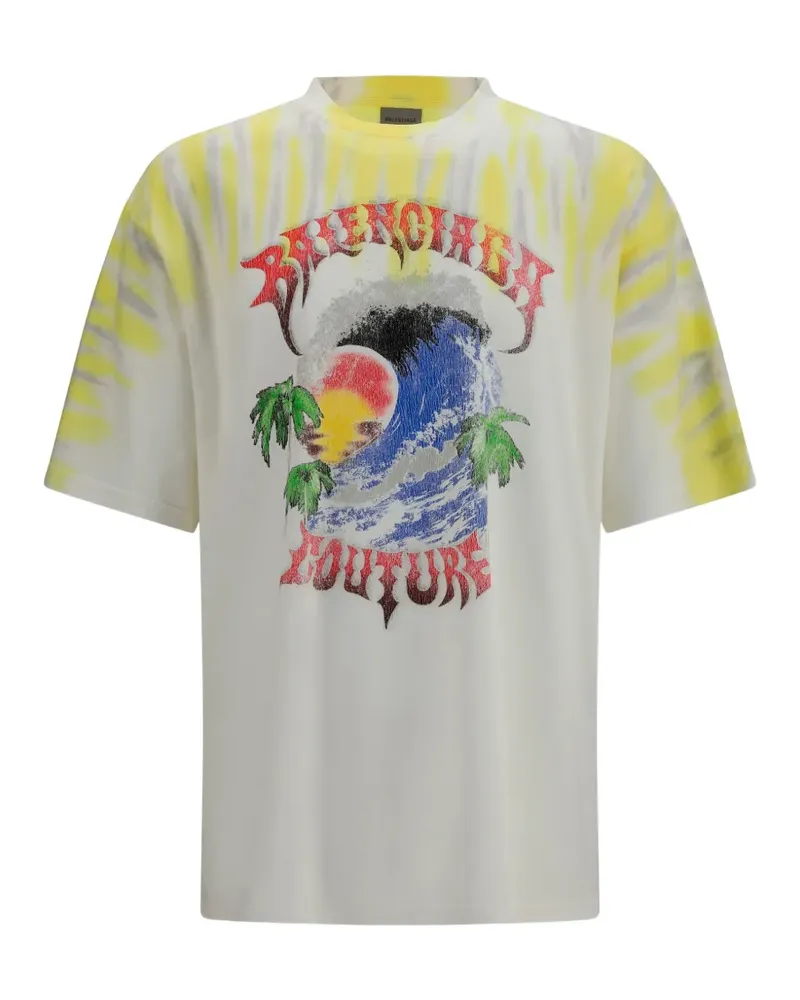 Balenciaga graphic-print tie-dye T-shirt - Weiß Weiß