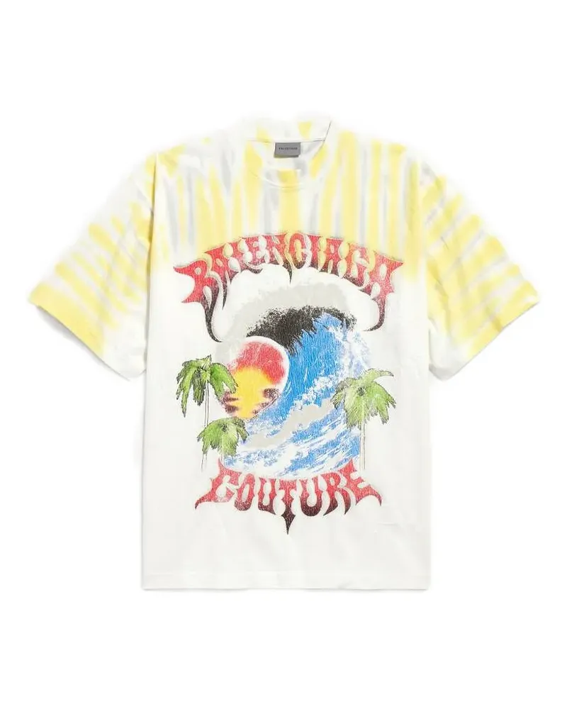 Balenciaga Mittelgroßes Extreme Batik-T-Shirt in Weiß Weiß