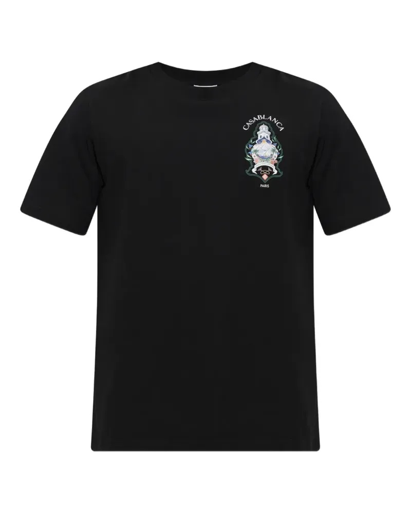 Casablanca Paris Hotel Emblem T-Shirt mit Print - Schwarz Schwarz