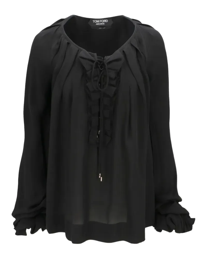 Tom Ford Bluse mit Rüschenbesatz - Schwarz Schwarz