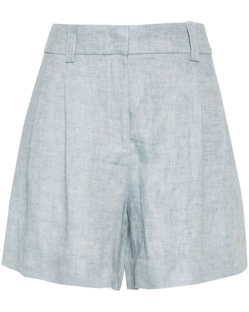 Incotex Leinen-Shorts mit Bundfalten Blau