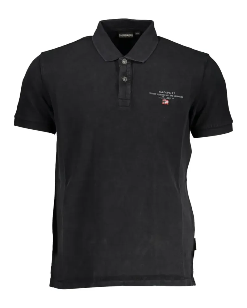 Napapijri logo-embroidered short-sleeves polo shirt - Schwarz Schwarz