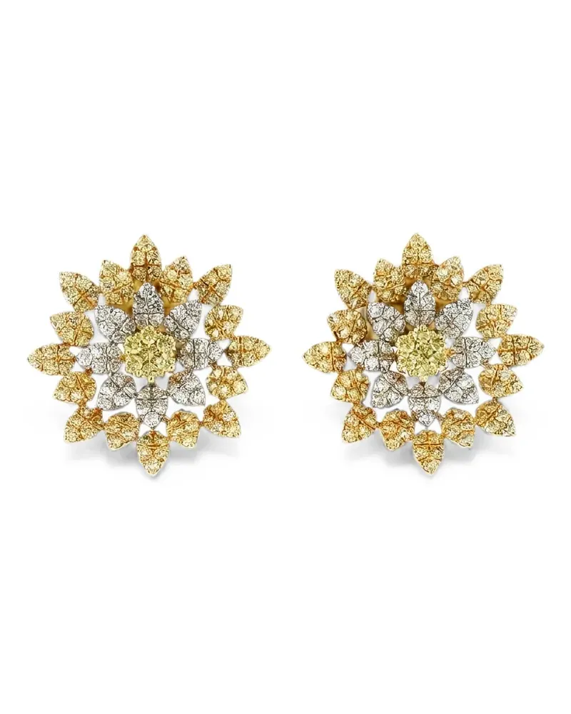 HYT Jewelry flower diamond earrings - Gold Gold