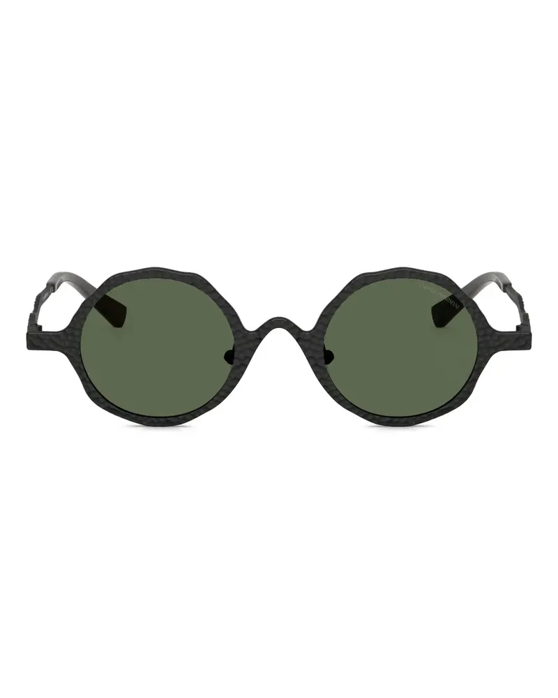 Emporio Armani Sonnenbrille mit rundem Gestell - Schwarz Schwarz