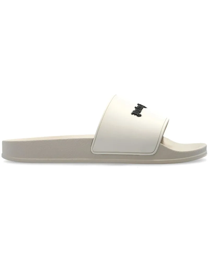 Palm Angels Pantoletten mit Logo - Weiß Weiß