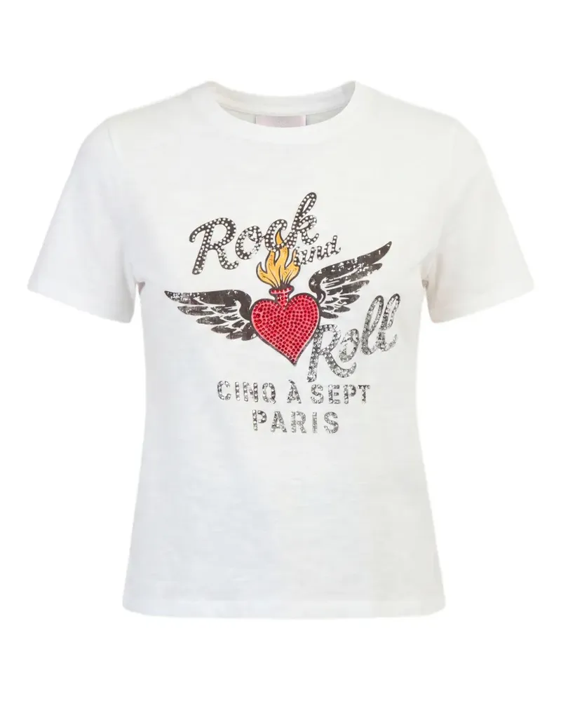 Cinq à Sept L'Amour T-Shirt mit Verzierung - Weiß Weiß