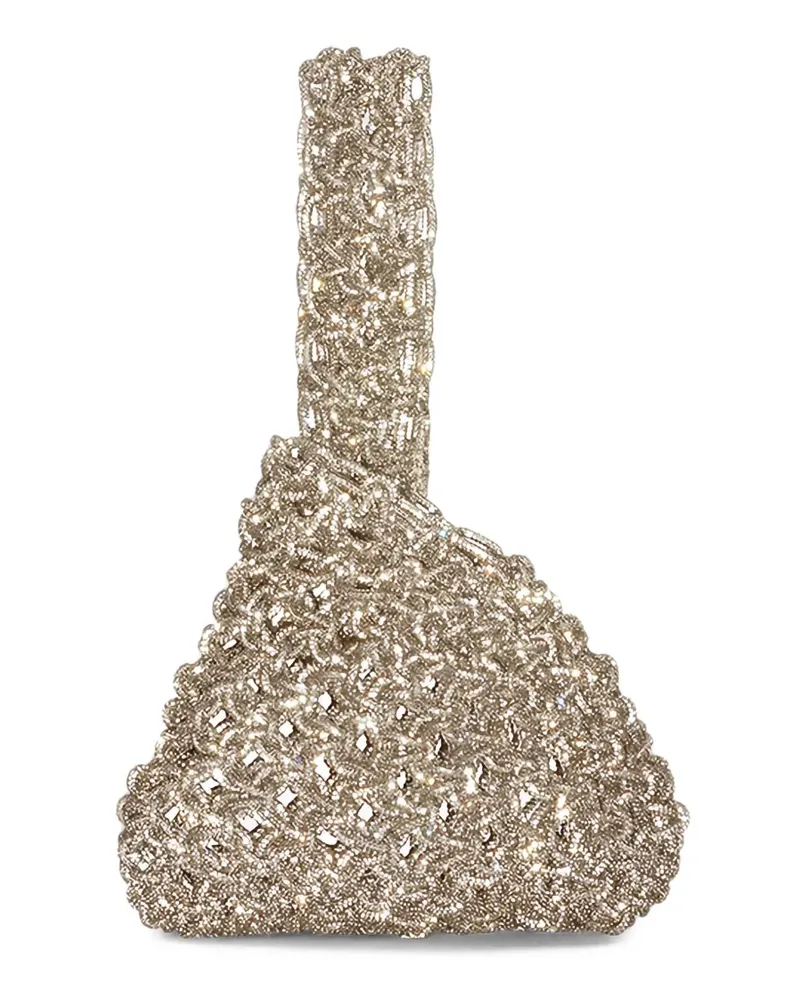 HIBOURAMA Niky crystal-embellished woven clutch bag - Gold Gold