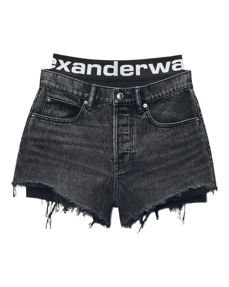 Alexander Wang logo-waistband frayed mini shorts - Grau Grau