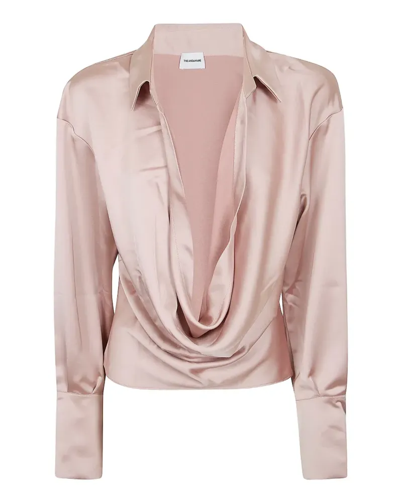 ANDAMANE Lilia Bluse mit Wasserfallkragen - Rosa Rosa