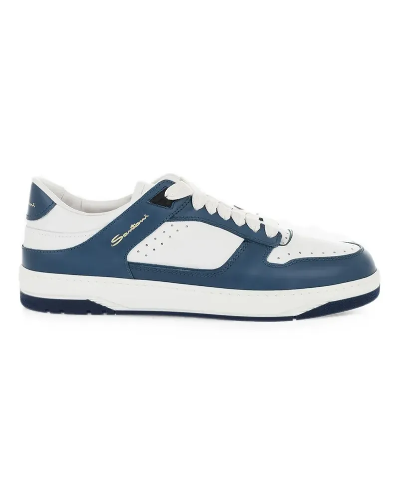 Santoni panelled leather sneakers - Blau Blau