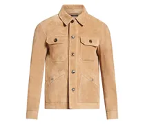 Jacke aus Wildleder mit klassischem Kragen - Nude