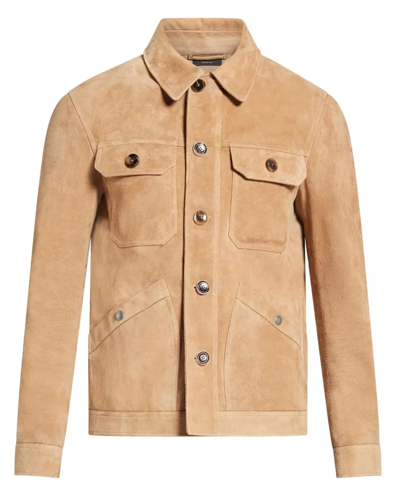 Tom Ford Jacke aus Wildleder mit klassischem Kragen - Nude Nude
