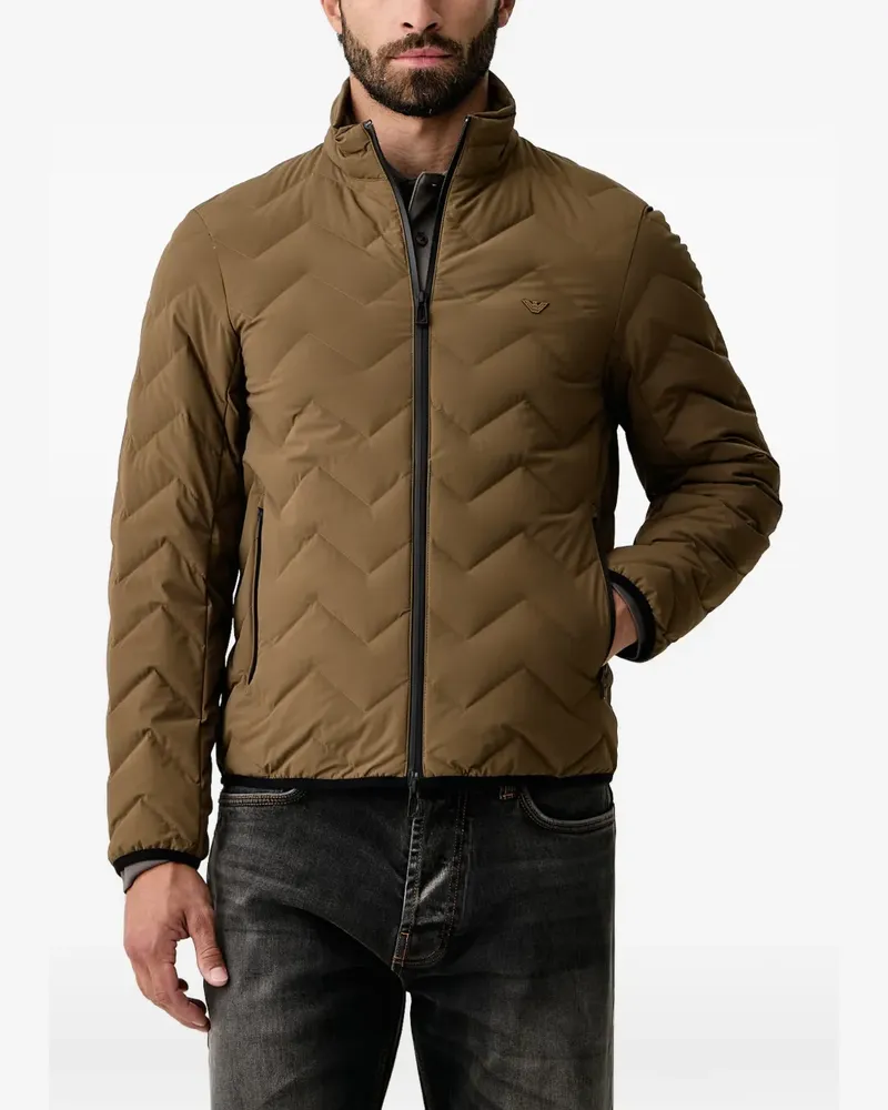 Emporio Armani chevron-quilted jacket - Braun Braun