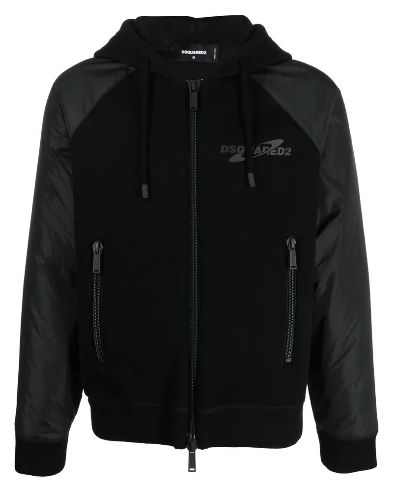 Dsquared2 Kapuzenjacke mit Logo-Print - Schwarz Schwarz