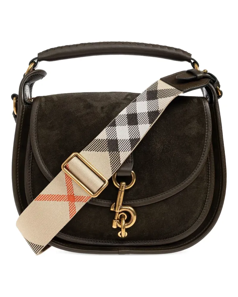 Burberry small B Clip check-strap leather tote bag - Grün Grün