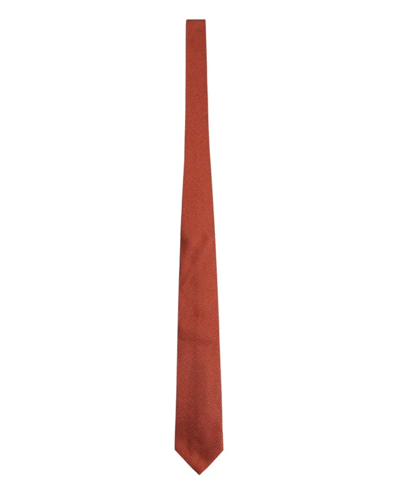 Ermenegildo Zegna micro-pattern silk tie - Orange Orange