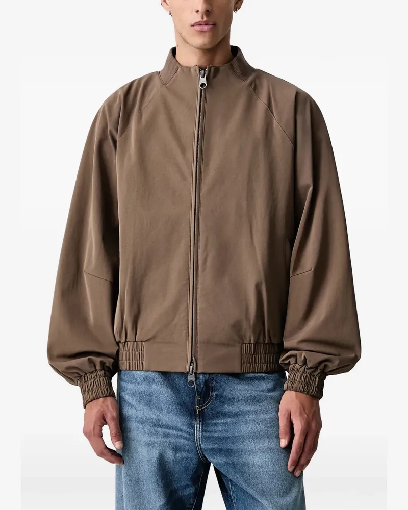RAINS logo-patch bomber jacket - Braun Braun