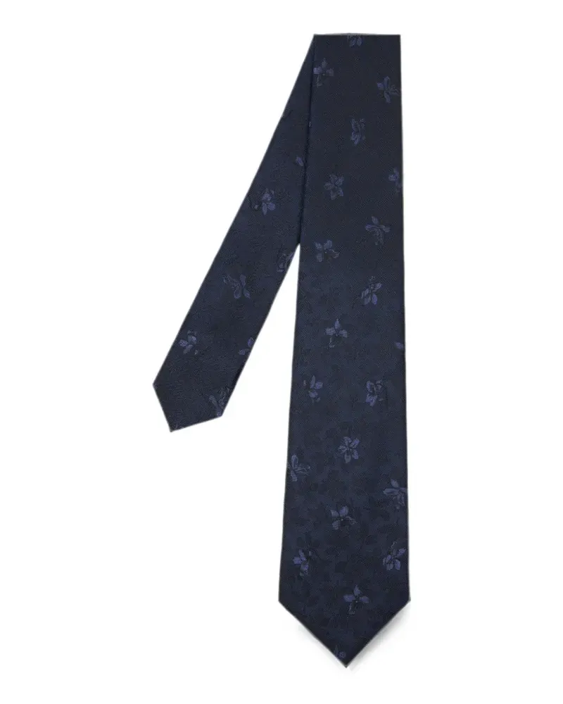 Paul Smith Seidenkrawatte mit Blumen - Blau Blau