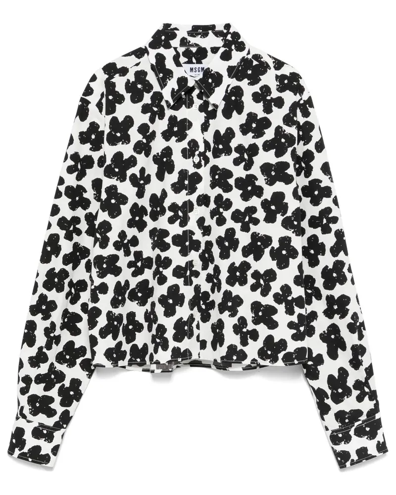 MSGM Hemd mit Blumen-Print - Weiß Weiß