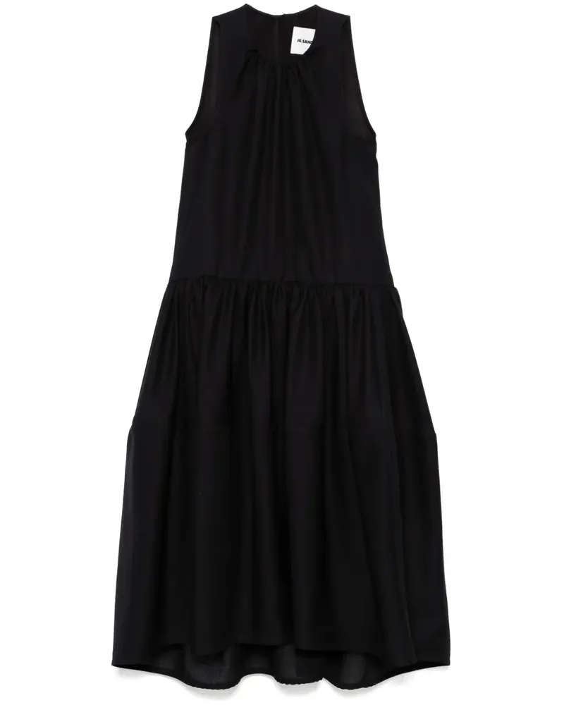 Jil Sander Midikleid aus Wolle - Schwarz Schwarz