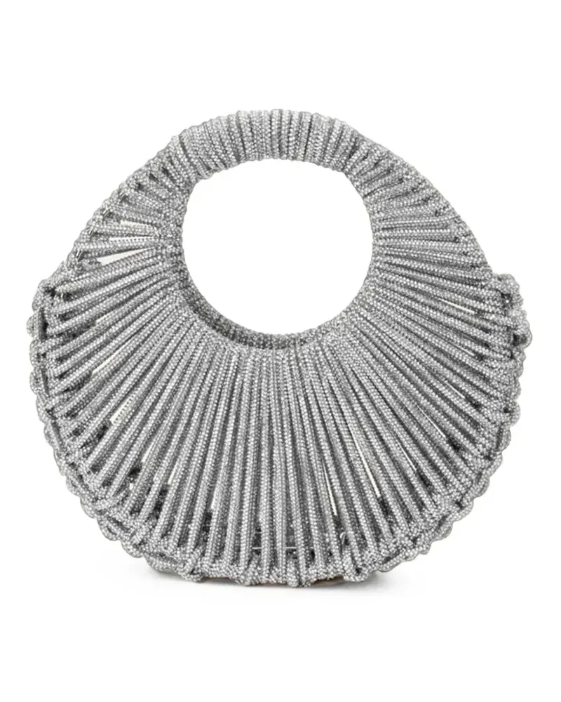 HIBOURAMA Gewebte Jaya Schultertasche mit Kristallen - Silber Silber
