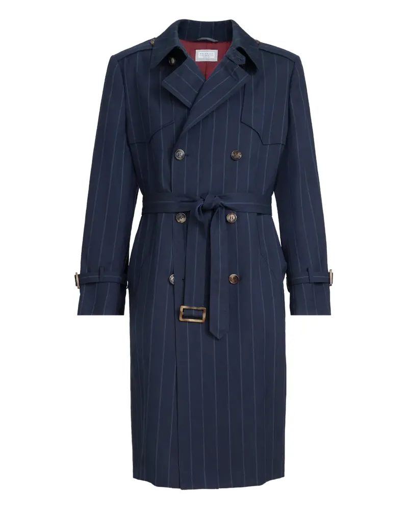 Brunello Cucinelli Gestreifter Trenchcoat - Blau Blau