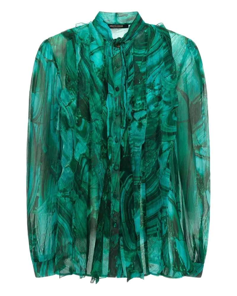 Roberto Cavalli Hemd mit abstraktem Print - Grün Grün