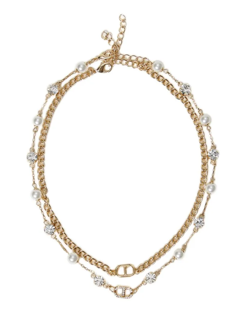 Twin-Set Oval T Halskette mit Strass - Gold Gold