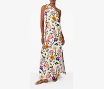One-Shoulder-Maxikleid mit Blumenprint - Weiß