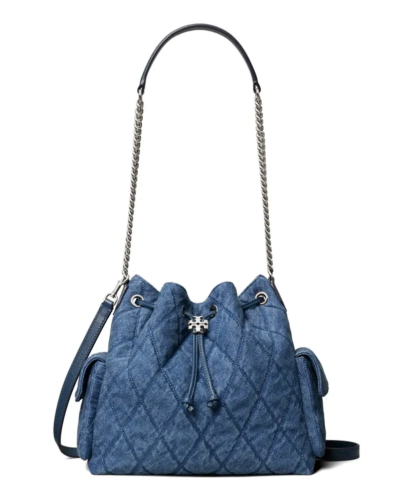 Tory Burch Charlie quilted denim drawstring shoulder bag - Blau Blau