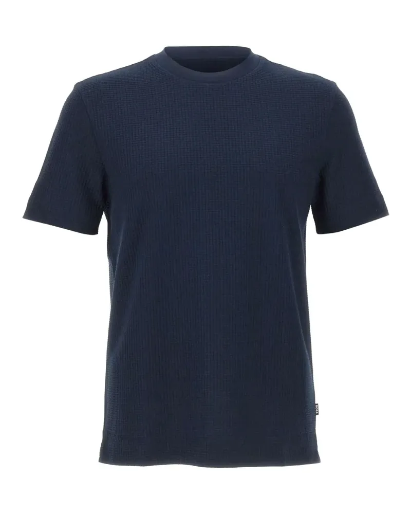 HUGO BOSS jacquard-check T-shirt - Blau Blau