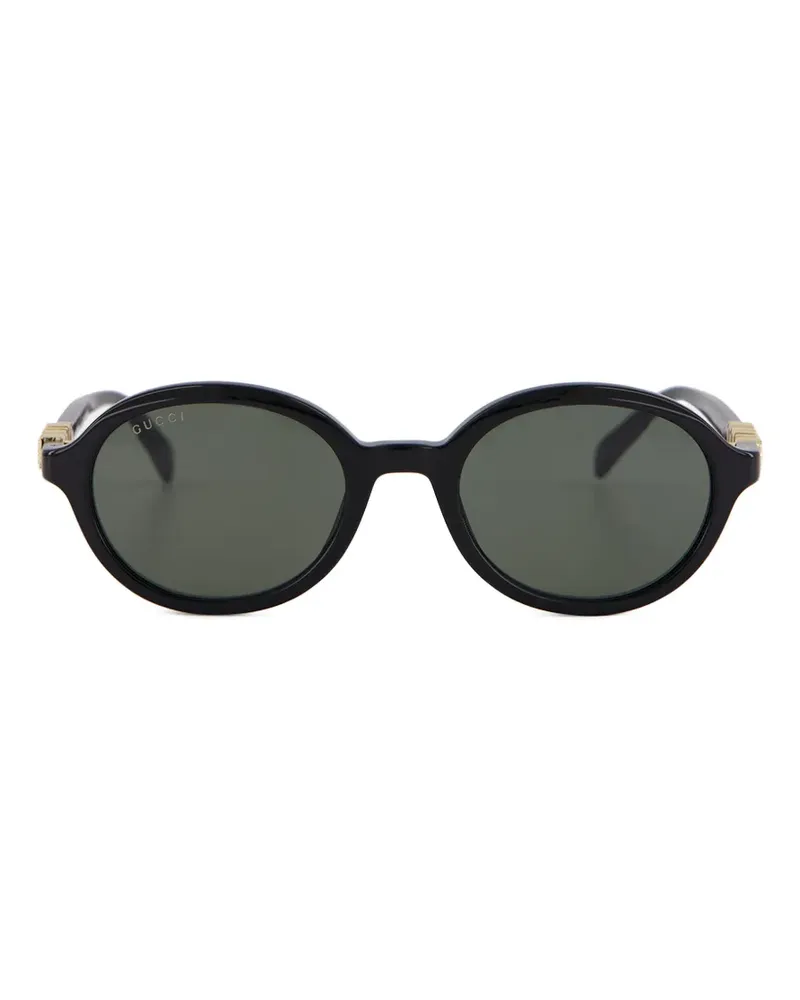 Gucci Runde Sonnenbrille mit Logo - Schwarz Schwarz