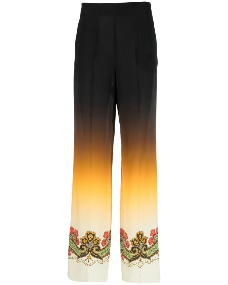 Etro Gerade Hose mit grafischem Print - Schwarz Schwarz