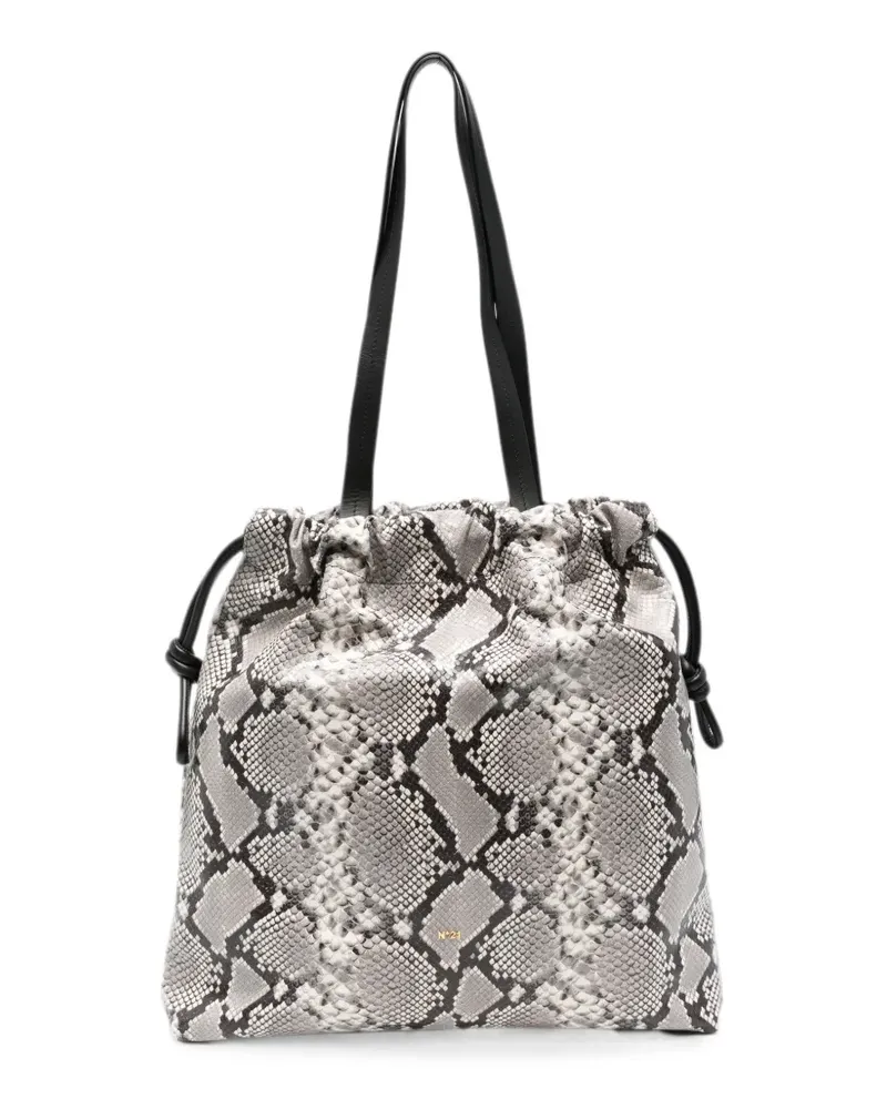 N° 21 Eva snakeskin-effect drawstring shoulder bag - Grau Grau