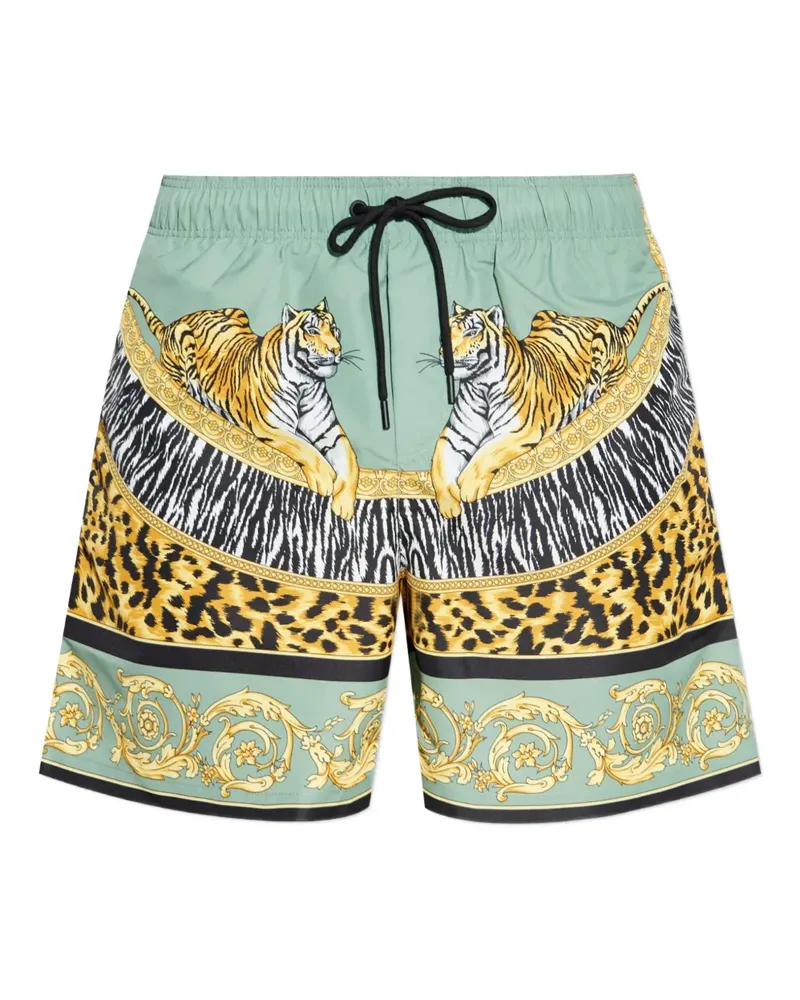 Versace Badeshorts mit Tiger-Print - Grün Grün