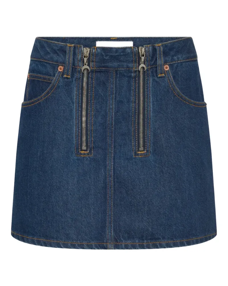 Marine Serre Jeansrock in Distressed-Optik - Blau Blau
