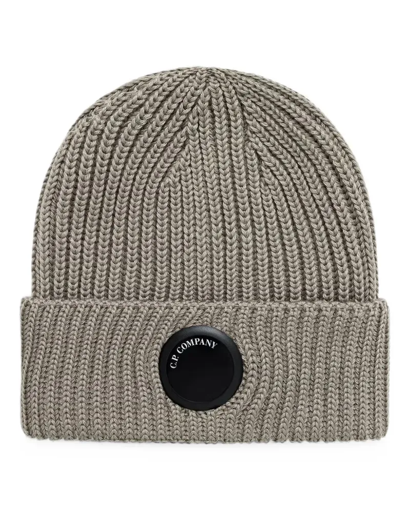 C.P. Company Lens-detail ribbed-knit beanie hat - Grau Grau