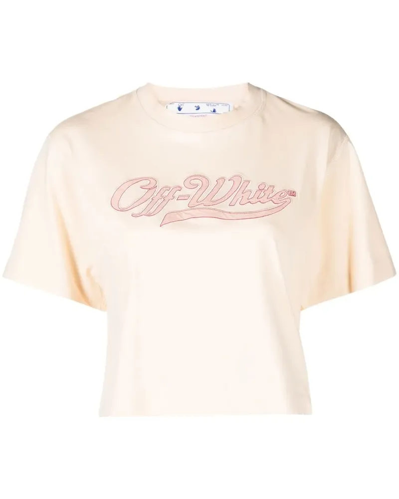 OFF-WHITE Cropped-T-Shirt mit Logo-Stickerei - Nude Nude