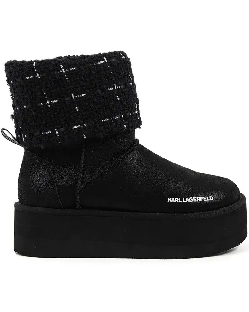 Karl Lagerfeld Thermo Plateau-Stiefel mit Strickbesatz - Schwarz Schwarz