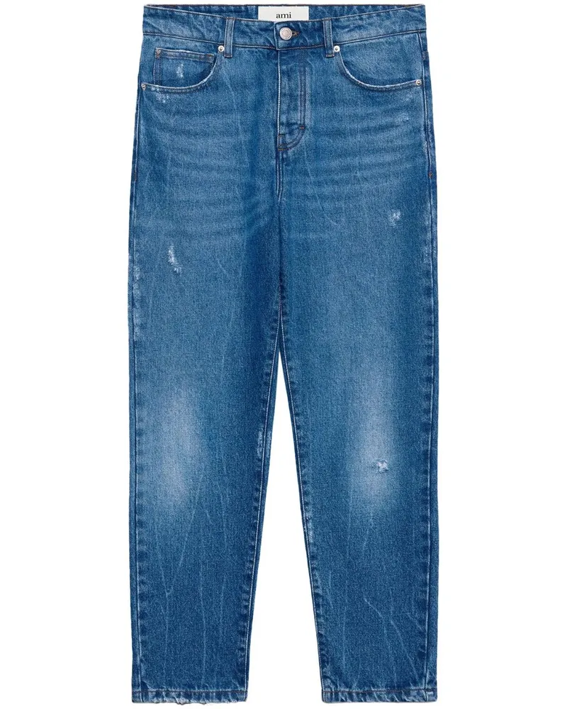AMI Paris Straight-Leg-Jeans mit Logo-Patch - Blau Blau