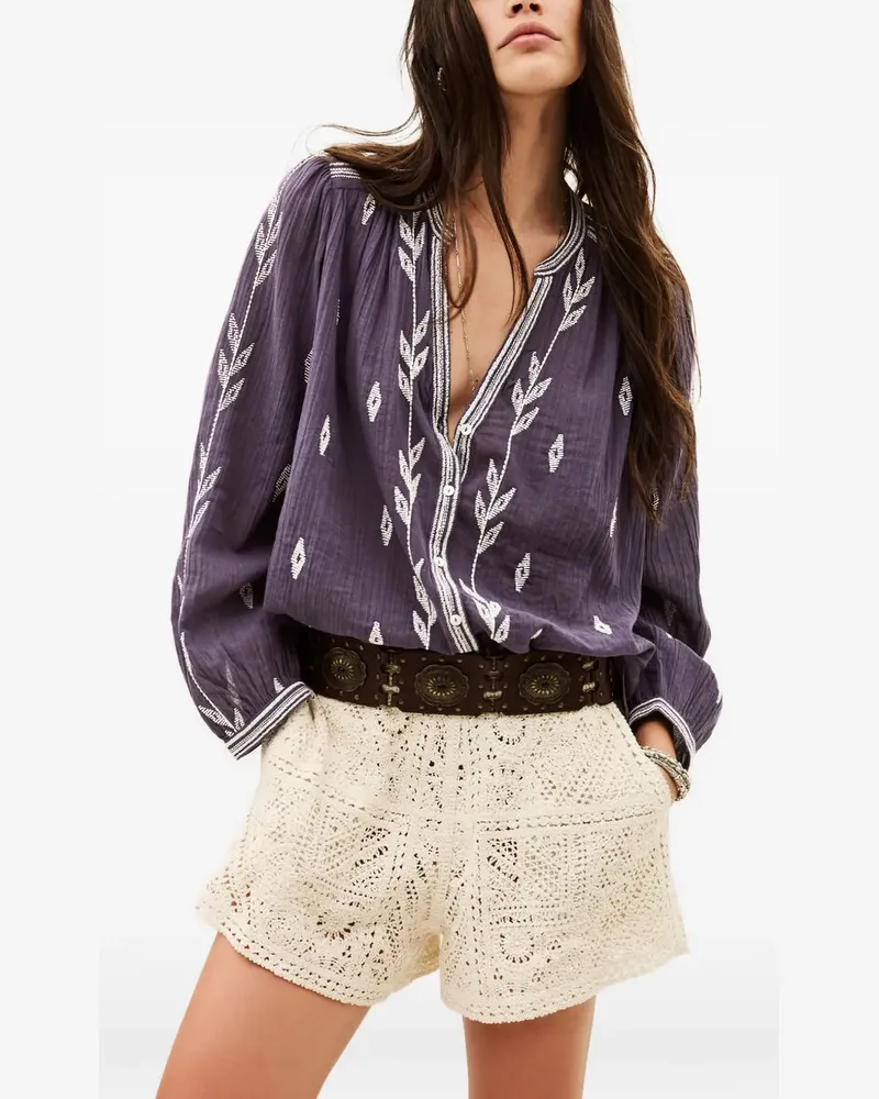 ba&sh Fedora embroidered V-neck shirt - Violett Violett