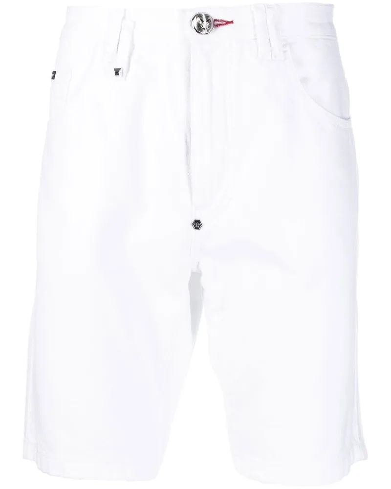 Philipp Plein Knielange Jeans-Shorts - Weiß Weiß