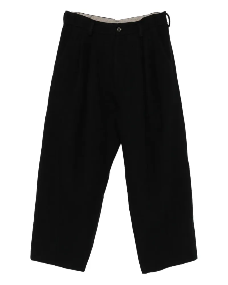 Ziggy Chen Bundfaltenhose mit tiefem Schritt - Schwarz Schwarz