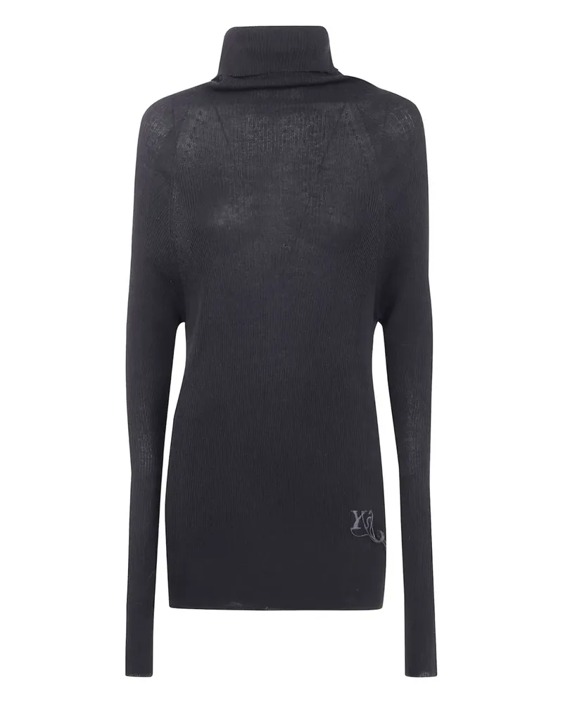 Yohji Yamamoto Rollkragenpullover mit Logo-Stickerei - Schwarz Schwarz
