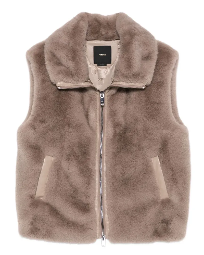 Pinko Weste aus Faux Fur mit Reißverschluss - Nude Nude
