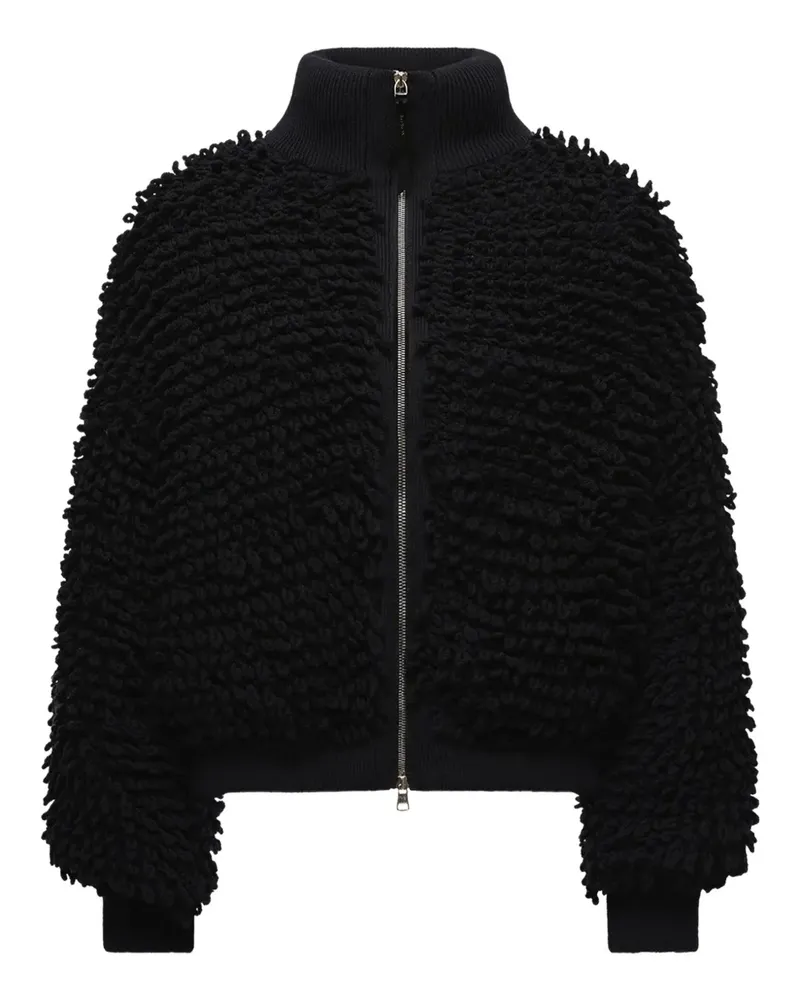 Moncler ribbed-collar zip cardigan - Schwarz Schwarz